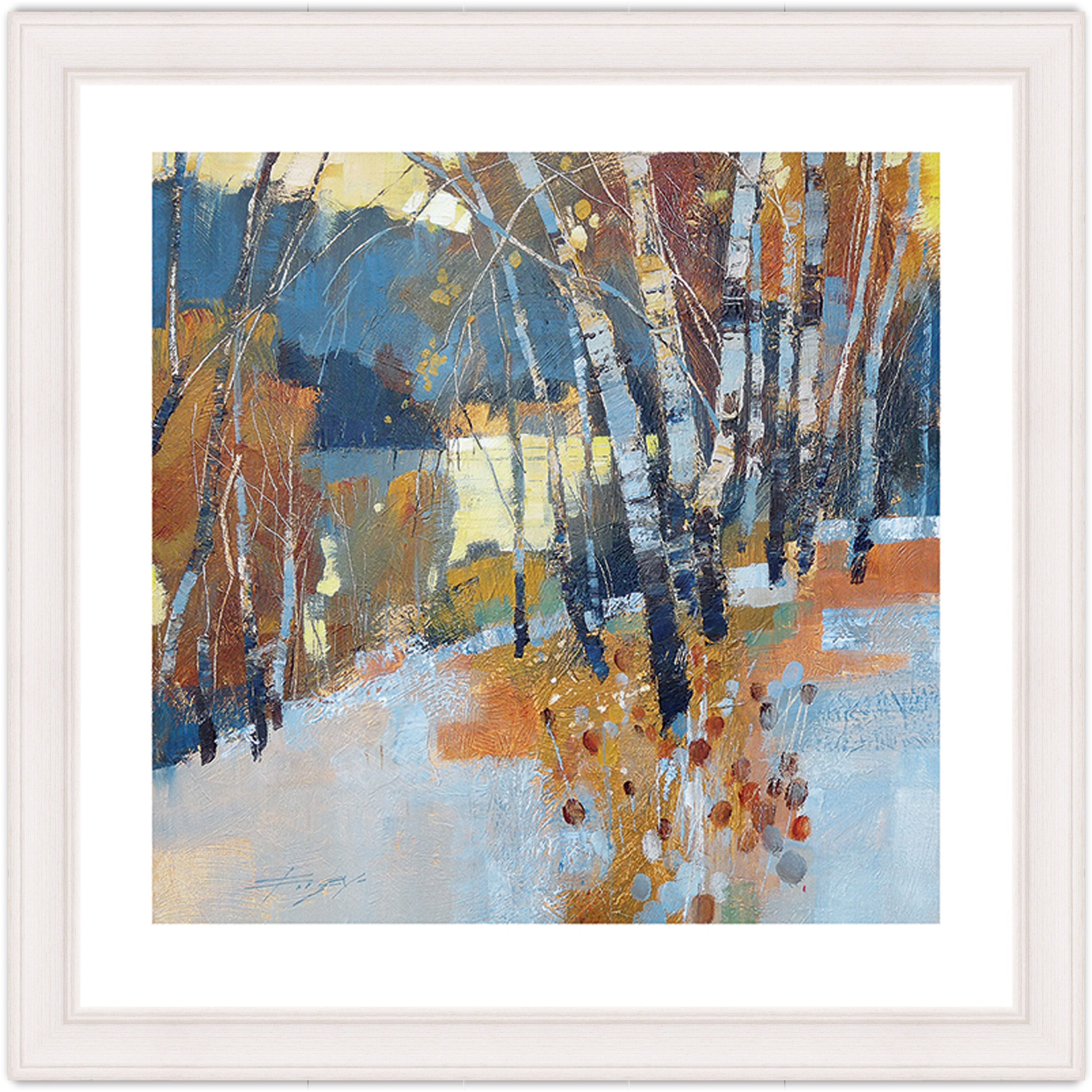 Birch, Frost and Winter Lake