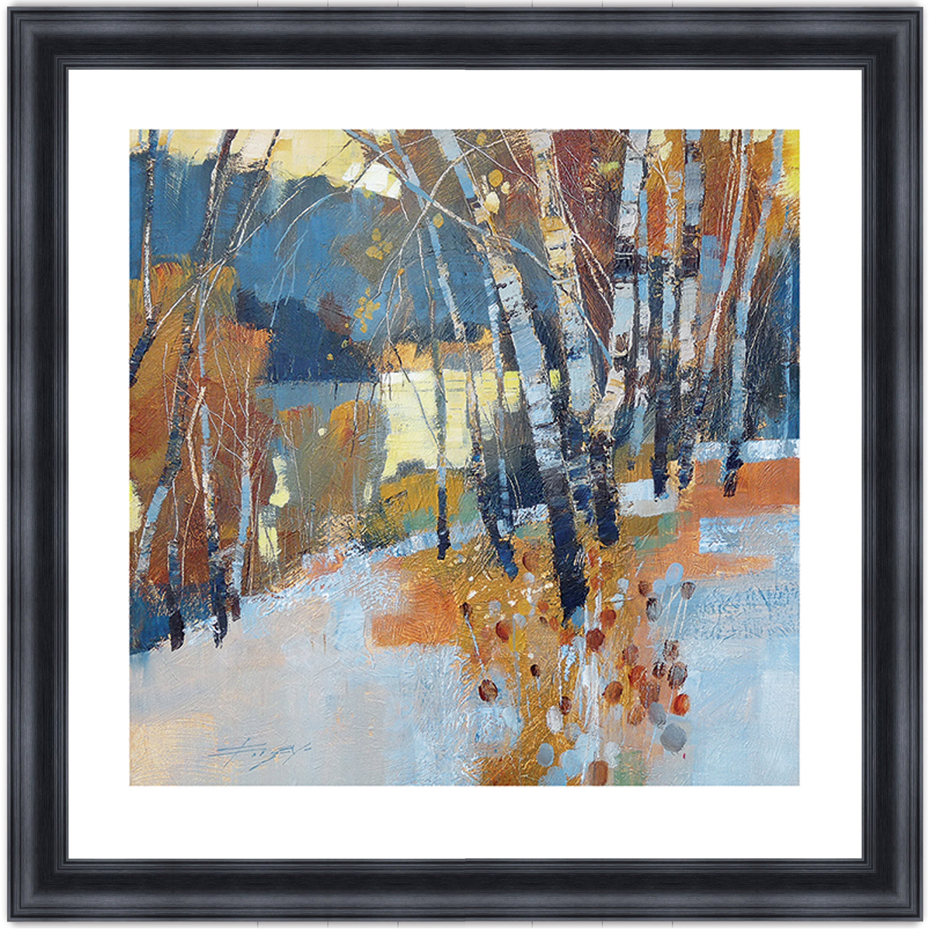 Birch, Frost and Winter Lake