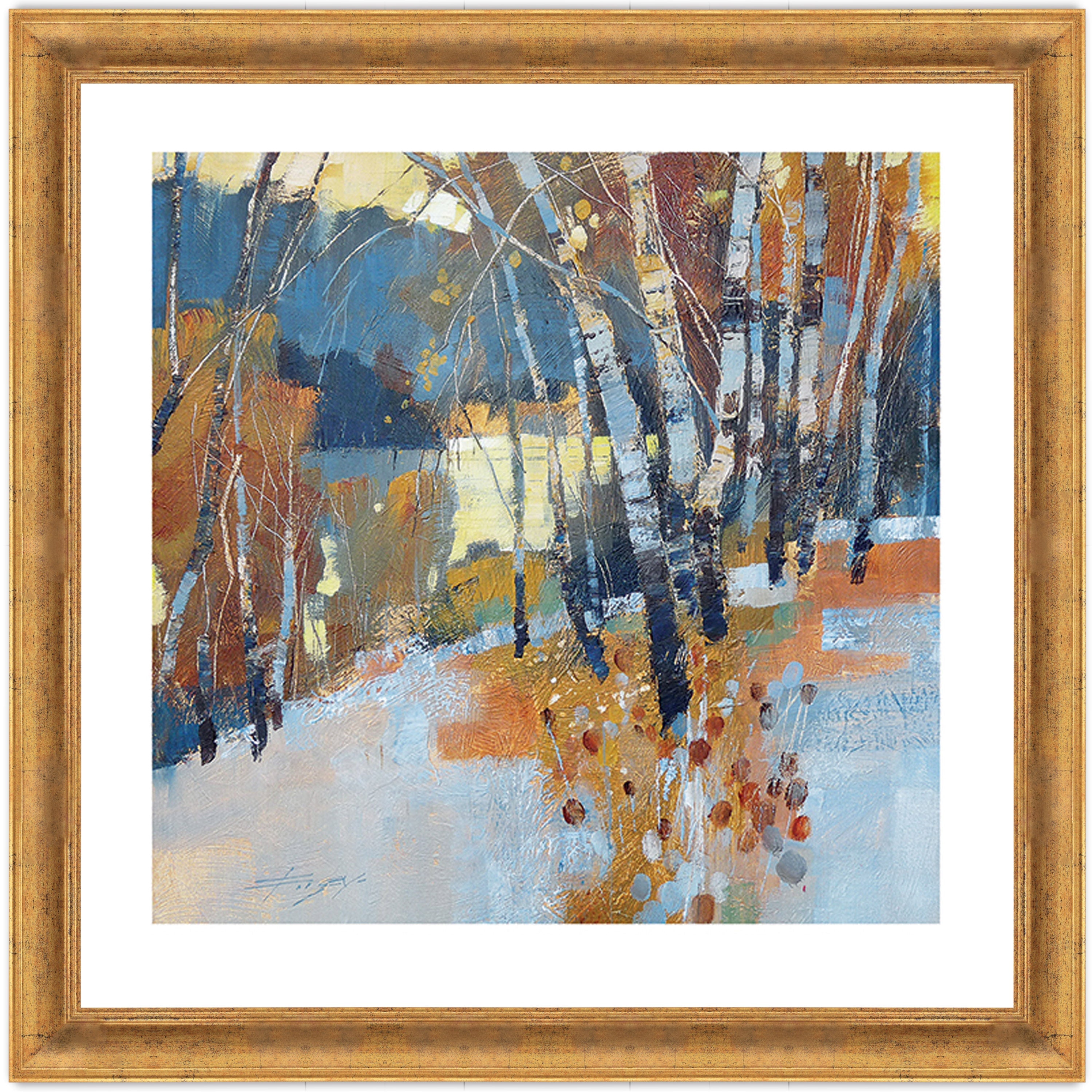 Birch, Frost and Winter Lake
