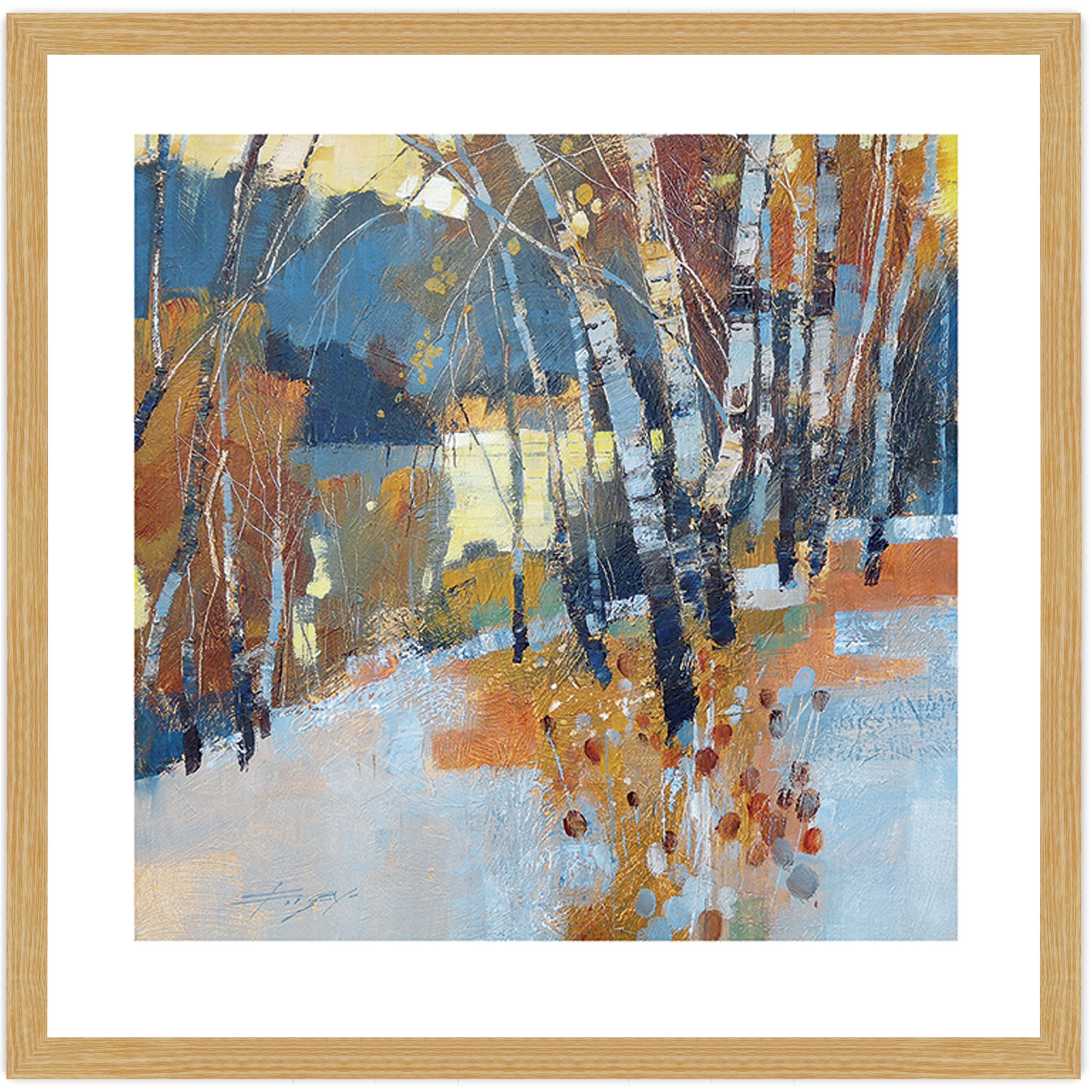 Birch, Frost and Winter Lake