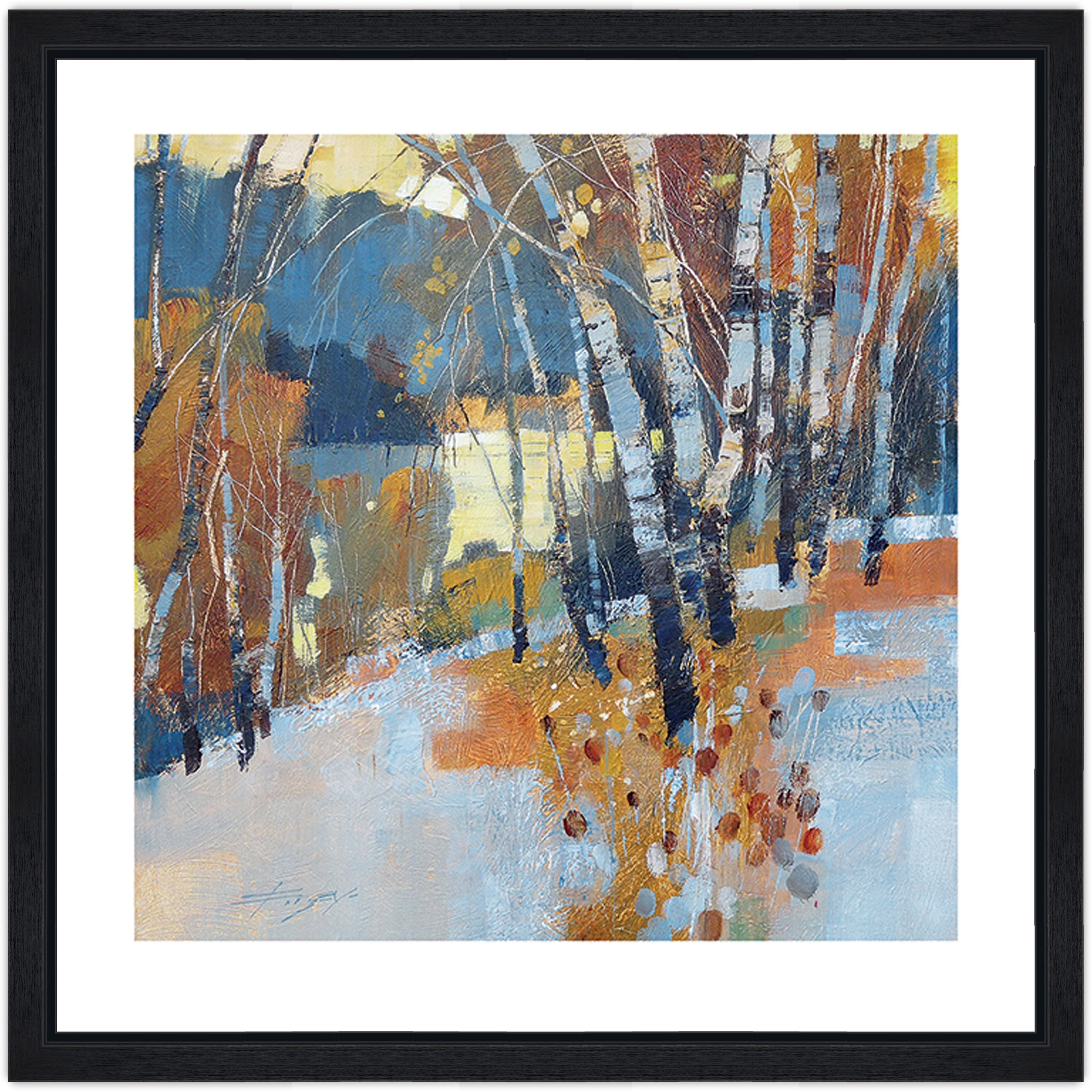 Birch, Frost and Winter Lake