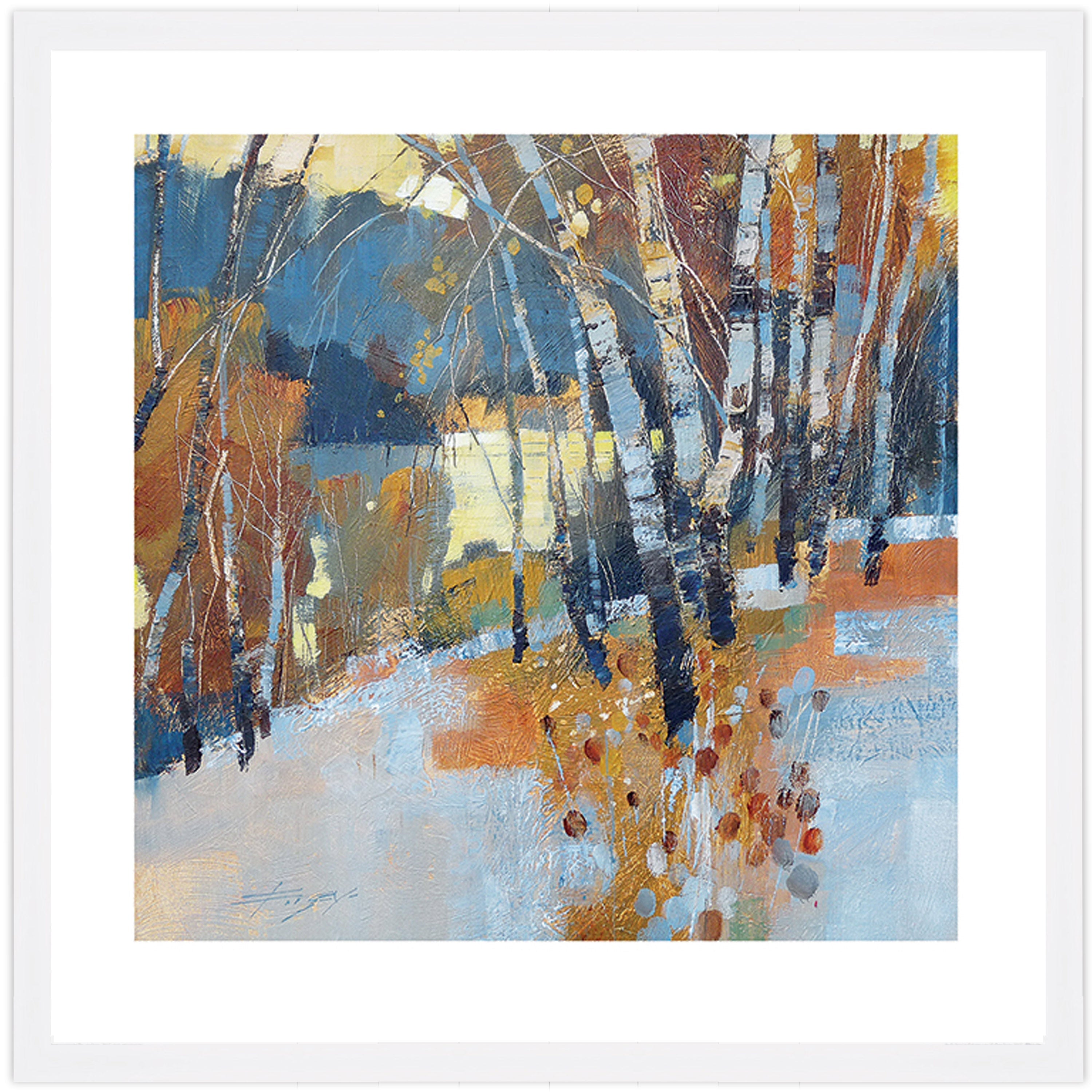 Birch, Frost and Winter Lake